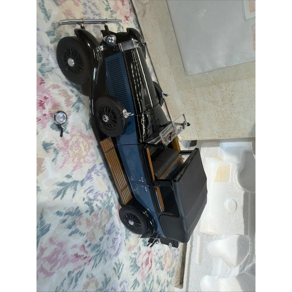 Franklin Mint 1929 Rolls-Royce Phantom 1:24 Diecast Blue/bla With Mailer Box